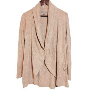Barefoot Dreams Women's Beige Open Front Cardigan Sweater Size L
